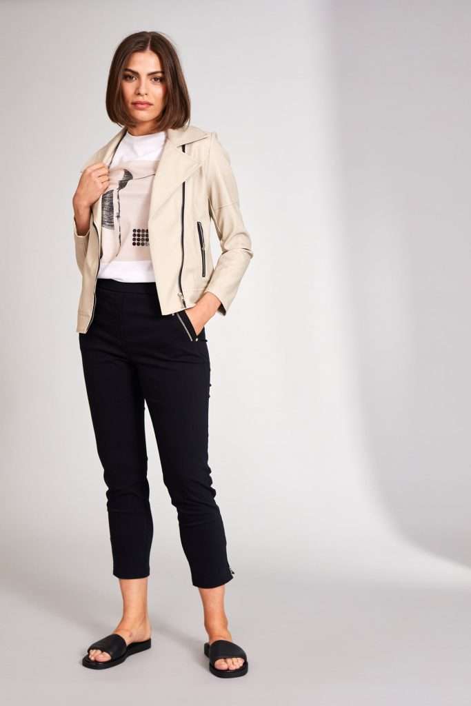 Peruzzi Cream PU Biker Jacket